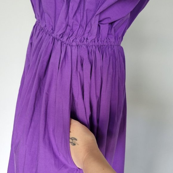 Matteau Purple Organic Cotton Drawcord Midi Dress Size 3 - Picture 7 of 11